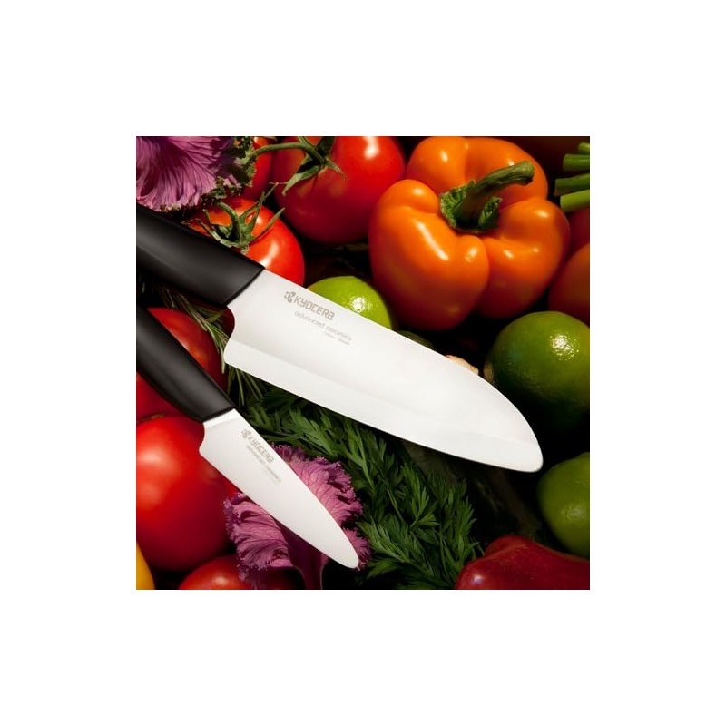 Kyocera FK-140-WH Ceramic Santoku, Chef Knife for Your Cooking Needs,