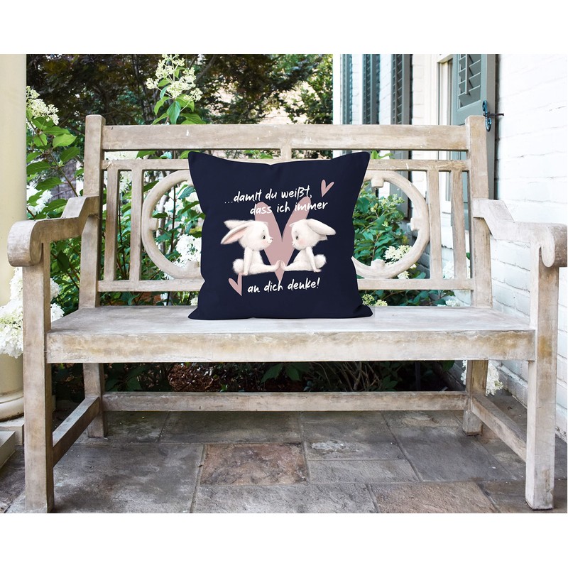 SpecialMe® Cushion Cover Saying Gift Love Friendship Rabbit Couple Heart
