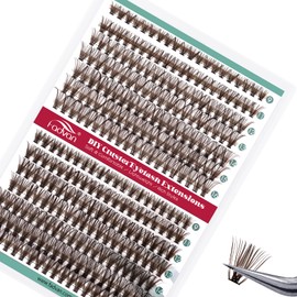FADVAN Cluster Eyelash Extensions 280 Pieces Curl D Eyelashes Individual False Eyelashes Natural Professional Bouquet Clusters DIY Brown Eyelashes (30D+40D-0.07D, Blend 9-16mm)