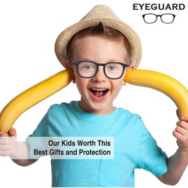 EYEGUARD Blue Light Blocking Glasses Kids Gaming Computer Glasses for Boys Girls Age 5-9 Years Anti Glare Eye Strain UV Filter, blue