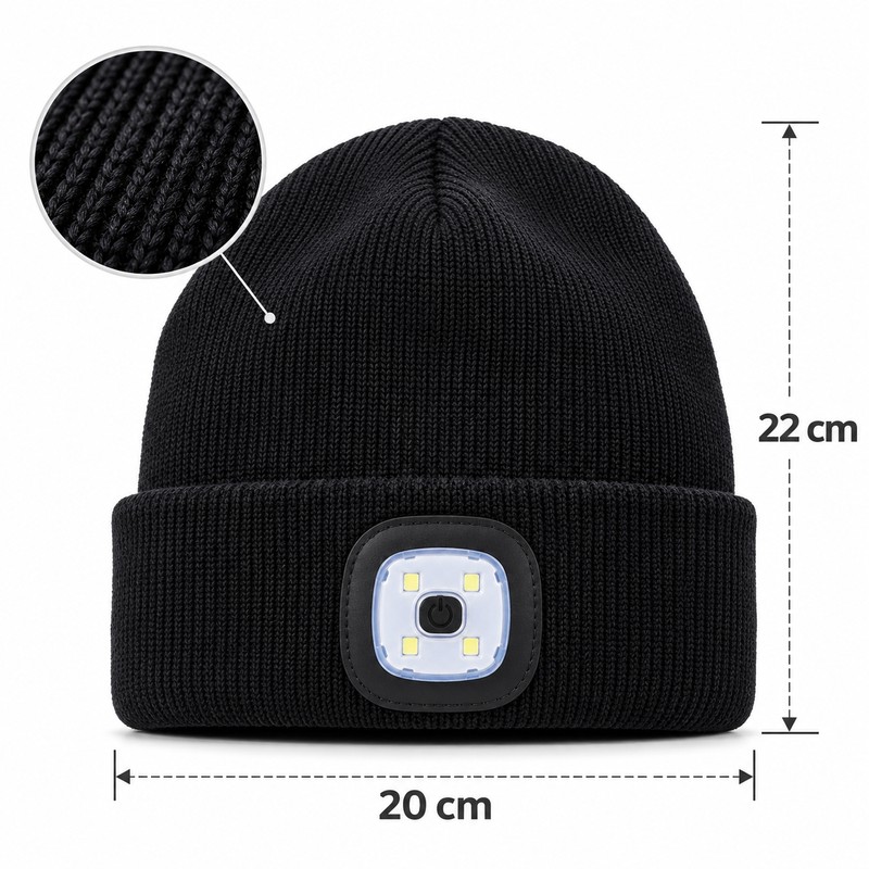 USB Rechargeable LED Beanie Hat for Men & Women –