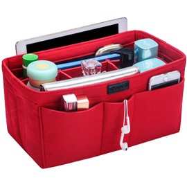 Ropch Bag Organiser for Women’s Handbags, Felt Bag Organiser, Multifunctional Cosmetics Organiser, Nappy Bag Organiser Red