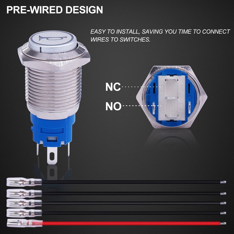 mxuteuk 16 mm Raised Speaker Horn Momentary Push Button Switch
