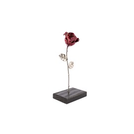 Wrought Iron Eternal Rose with Base - Hand Forged (Red/Silver)