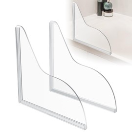 JUUJCH Shower Splash Guard Self-Adhesive, Transparent Shower Water Guard, Acrylic Clear Splash Guard for Bathtub Bathtub Corner Splash Guard to Keep Water in Shower（Pure Transparent Style）