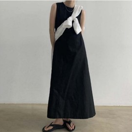 Women's Maternity A-line Pocket Sleeveless Long Dress 03. White