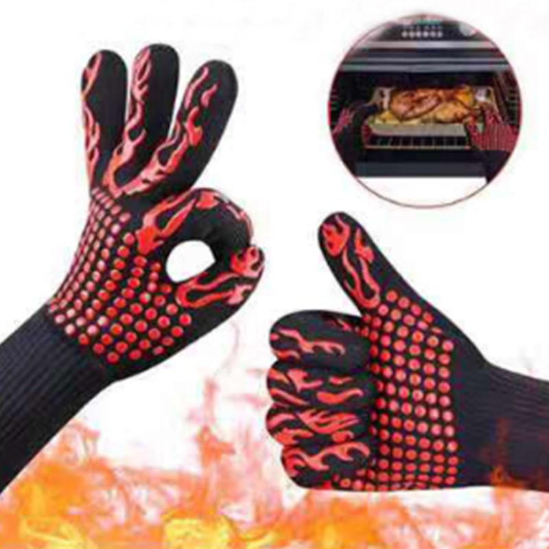 BBQ Gloves Heat Resistant Gloves Grilling Gloves Silicone Oven Gloves
