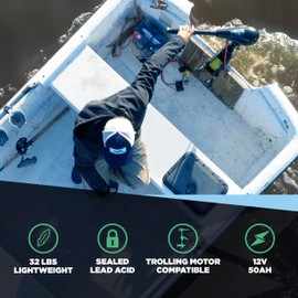 Newport 12V50Ah Deep Cycle Heavy-Duty Marine Battery, Lightweight & Sealed AGM, Trolling Motor Compatible