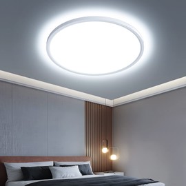 OTREN LED Ceiling Light Flat 2400 lm, 6500 K Cool White Round Bathroom Lamp, Ceiling Light Panel for Bathroom, Bedroom, Hallway, Kitchen, Living Room, Balcony, Diameter 30 cm, IP44