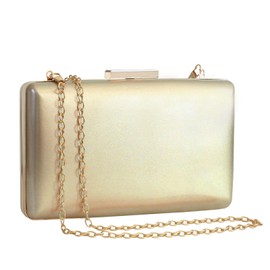 XINGSHUNFU Women Evening Clutch Purses Patent Leather Clutches Formal Party Wedding Cocktail Prom Purse Handbags(Gold)