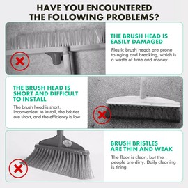 Uadme Stainless Steel Wire Broom 20 cm, Steel Broom with Socket, Robust Floor Brush for Courtyards, Reservoirs, Swimming Pools, Strong Bristles, Stronger Decontamination Capacity