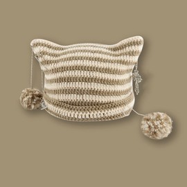 Grunge Beanies Crochet Knitted Hats for Women Girls Fox Cat Ear Goth Emo Alt Y2K Accessories Grunge Clothes, Khaki, One Size
