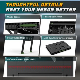 Foldable Work Bench,Easy Step Protable Work Table,34" W x 25" D x 31" H Lightweight Workbench wih 1650 LBS,Work Benches for Garage,Work Bench Suitable for Garage,Workshop and Home (Green)