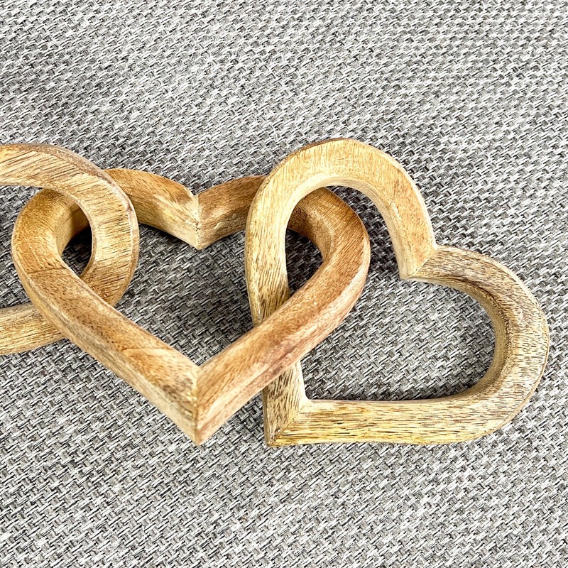 55cm Wooden 5 Heart Ornament Chain Knot Nordic Scandi Love