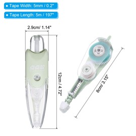 PATIKIL White Out Correction Tape, 1 Set Eraser Tape Dispenser Refillable Retractable Instant Correction Applicator Supplies with Tape Core for Office, Green