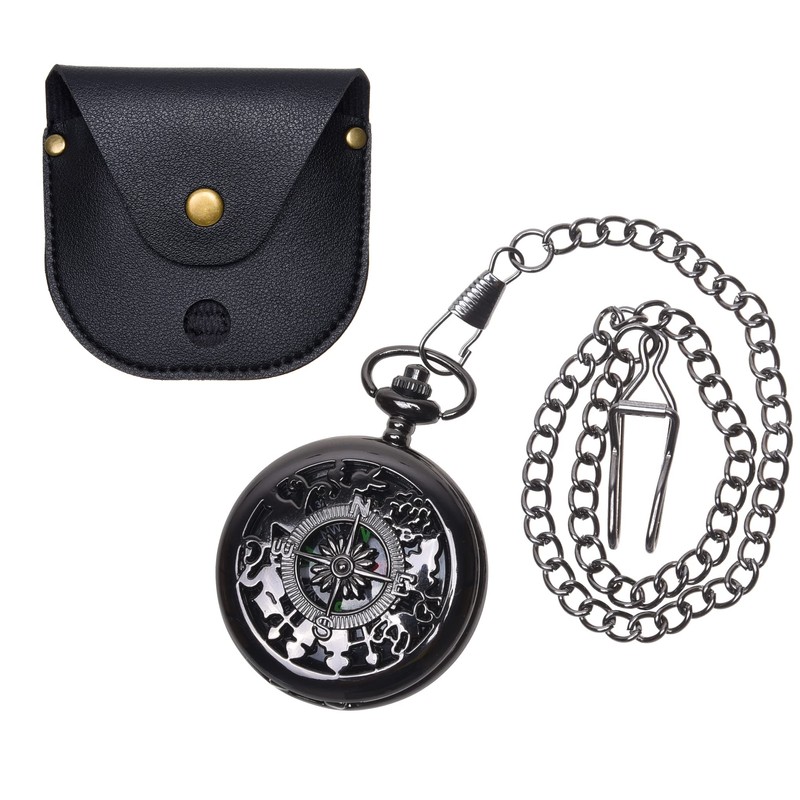 Eco-Fused コスプレ レトロ コンパス チェーンとフェイクレザーバッグ付き - トレッキング、バックパッキング、セーリング、スカウトのナビゲーションツール - スチームパンクコスチュームアクセサリー