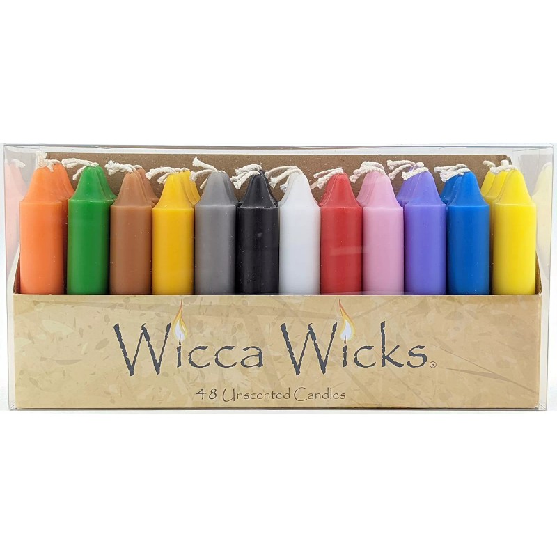 WICCA WICKS Box of 48 Colored Candles | 4 inches