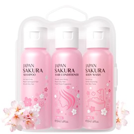 Sakura Bath Sets for Women Gift - Spa Gifts for Women - Bath Gift Set for Women - Nourishing Gift Basket for Mom - Travel Size Toiletries for Women - 3pcs Sakura Scented Body Wash,Shampoo, Conditioner