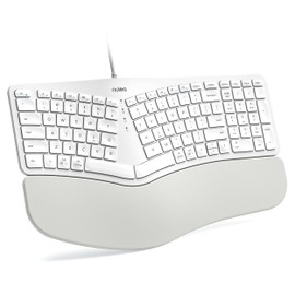 Nulea RT05C Wired Ergonomic Keyboard, Split Keyboard with Cushioned Wrist Rest, Adjustable Tilt Legs, Plug and Play, USB Corded, Compatible with Windows/Mac-White