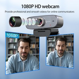 Angetube 1080P HD Webcam with Privacy Shutter Dual Noise-Cancelling Mic PC Camera Webcams, Wide 90° View, USB Plug & Play for Video Conferencing, Streaming, Zoom/Skype/YouTube for PC/Desktop/Laptop