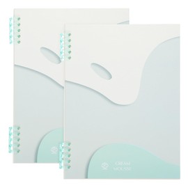 PATIKIL 10"x7" Inch Spiral Notebook, 2 Pcs Reusable Discbound Journal Binder, Refillable Planner for Meeting Work Graduation Birthday Gift, Light Green