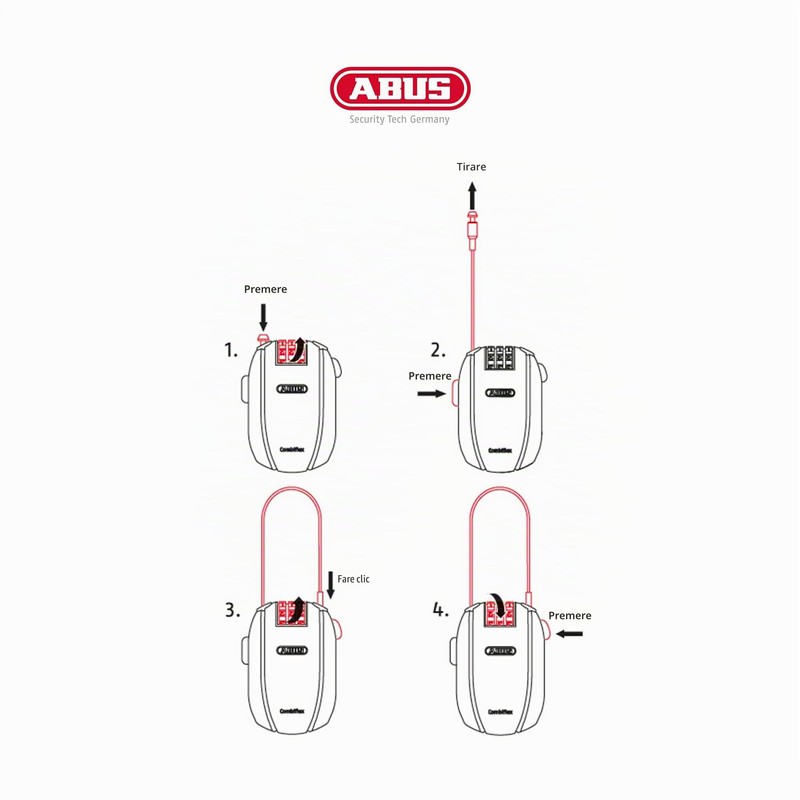 ABUS Combiflex - lucchetto per il fissaggio di sci, caschi,