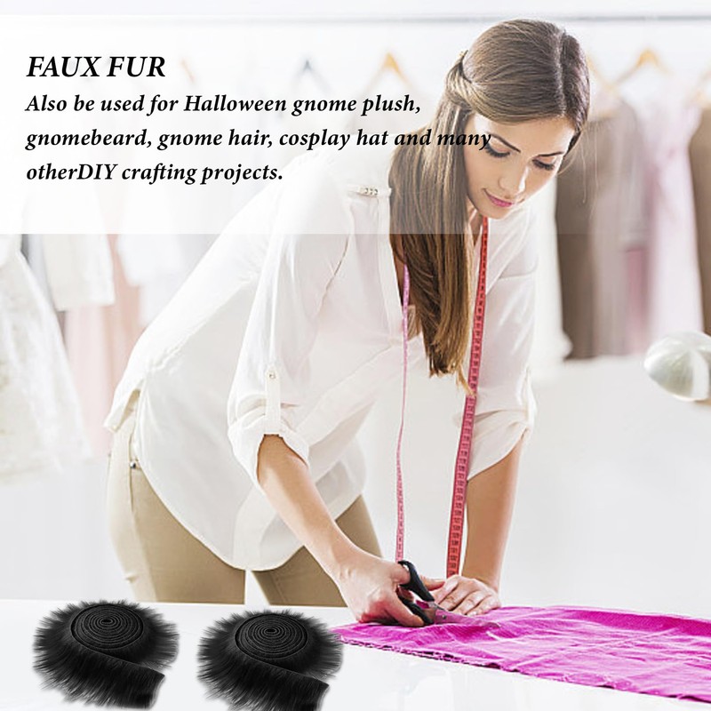 Black Faux Fur Fabric,5 x 150cm Shaggy Plush Fur Fabric