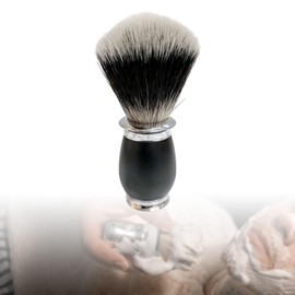 Perfeclan Herren-Rasierpinsel, Friseursalon-Rasierpinsel, schneller Schaum, tragbar, Reise-Gesichtsbartreinigung, handgefertigt für Papa, Freund, Schwarz