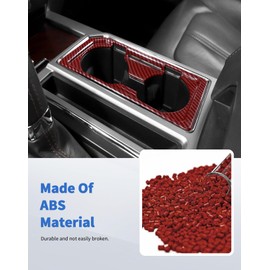 DSWSQ Gear Shift Cup Holder Cover Trim Bezel Fit for Ford F150 2015 2016 2017 2018 2019 2020 Front Cup Holder Stickers Decals, Red Carbon Fiber