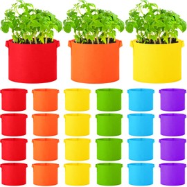 Ziliny Multicolor Plant Grow Bags Large Grow Bags Fabric Planter Thickened Non Woven Fabric Pots with Handles for Indoor Outdoor Garden Planting Seeds Flower, 6 Colors(24 Pcs,10 Gallon)