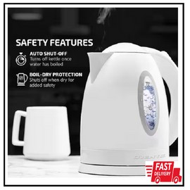 OVENTE 7-Cup Bpa-Free White Electric Kettle with Auto Shut off Feature, Boil-Dry Protec