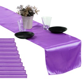 MDS Pack de 15 boda 30,5 x 274,3 cm Camino de mesa de raso para boda banquete Decoración más de 30 Color, Lavanda, 1
