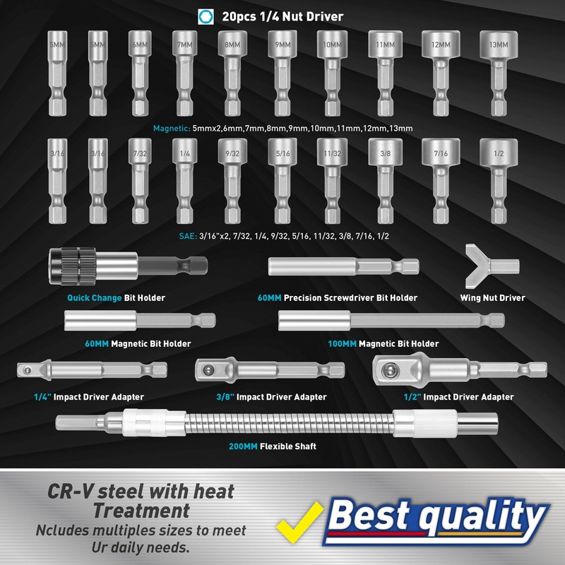 Amartisan 258-Piece Ultimate Screwdriver Bit Set, Chrome Vanadium Steel Driver