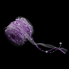 10 m Pearl Ribbon Chiffon Ribbon and Organza Lace Ribbon Decorative Ribbon Lace Decorative Ribbon for Wedding Flowers Sewing Craft Packaging (Purple)