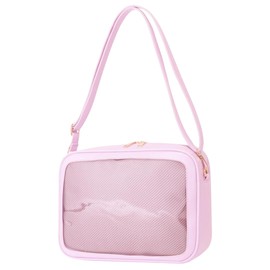 KakiKhaki Pain Bag, Pushing Bag, Shoulder Bag, Show, Clear Pouch, Crossbody Bag, Small 2-Way Transparent Vinyl, Foam, Pushing Activity, Plush Pouch, Pink