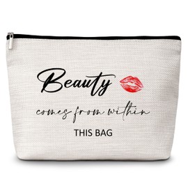 GREOXG Beauty Comes from Within This Bag Makeup Bag, Small Travel Cosmetic Bag with Zipper, Cute Makeup Pouch Gift Ideas for Women Teen Girls Friends Mom Sisters Birthday Christmas Wedding-E50