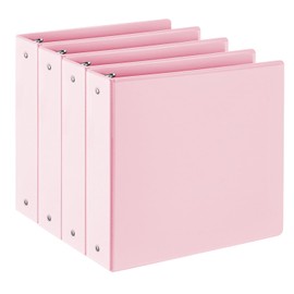 2-Inch 3-Ring-Binder with Pockets, 450 Sheets Capacity2'' Binders fits 11" x 8.5" US Letter Size, Assorted 4 Pastel Colors - Ideal for School, Office, and Home Use (2'' - Pink)