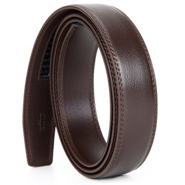 Nelbons Men's Belt Ratchet Automatic Belt for Men 30 mm Wide Leather Belt 1 1/8 Inch Without Buckle, Brown C2