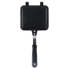 Lwuey Double Sided Frying Pan, Grilled Sandwich Panini Maker Waffle Pancake Sandwiches Makers with Handle Aluminum Alloy Doublesided Fry Pan Multifunctional Home Kitchen Breakfast Machine Cookware