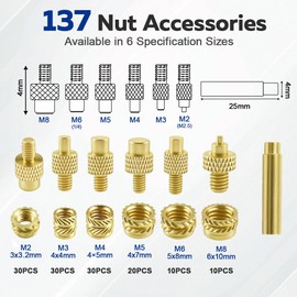 Threaded Inserts Soldering Tips Set, 80 W LED Temperature Adjustable Soldering Iron with 130 Thread Inserts M2/M3/M4/M5/M6/M8