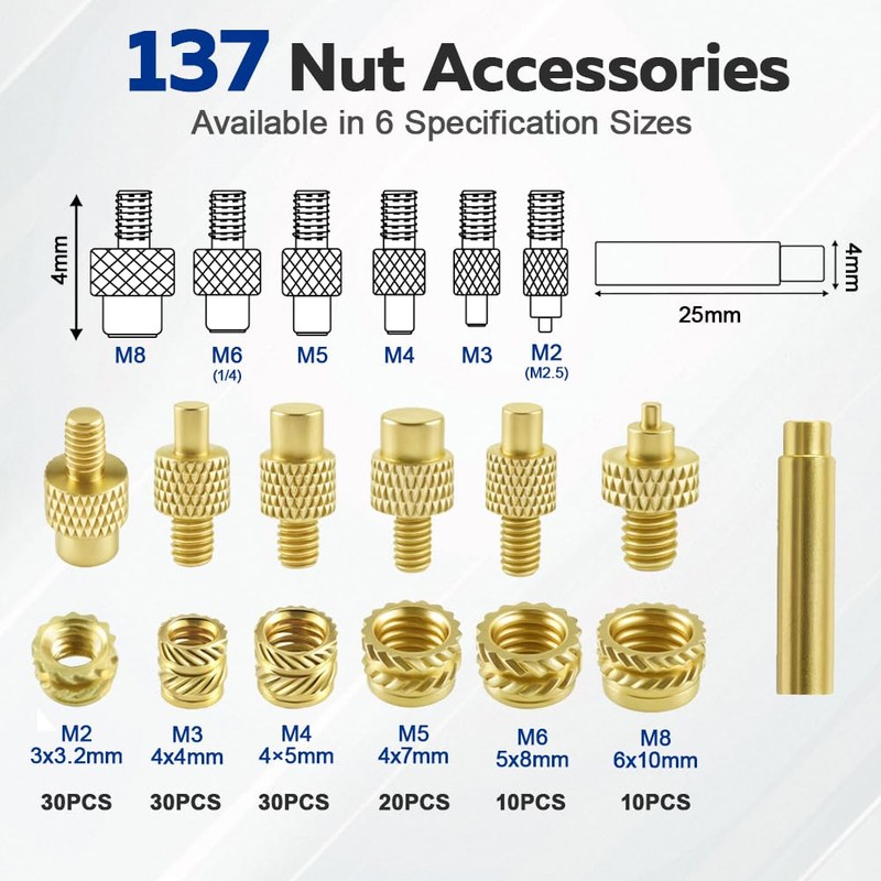 Threaded Inserts Soldering Tips Set, 80 W LED Temperature Adjustable
