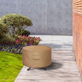 NEXCOVER Round Fire Pit Cover, Waterproof 600D Heavy Duty Cover Fits Round Outdoor Fire Pit or Table 52”D x 24” H, Fade & Weather Resistant