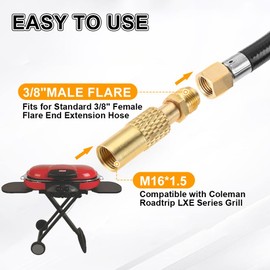3/8" Male Flare to M16x1.5 Female Propane Adapter for RV Camper Propane Hose Compatible with Coleman Roadtrip LXE Grills | Not Universal | Not Compatible with Coleman Tabletop and Blackstone Grills
