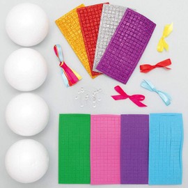 Baker Ross AX529 Christmas Baubles Mosaic Craft Sets - Pack of 4, Mosaic Balls for Gluing for Children, Foam Rubber Creative Set for Children for Christmas