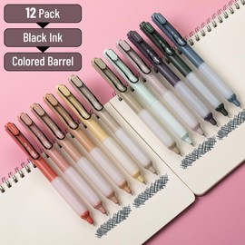 Mr. Pen Retractable Fine Point Pens - 12 Pack, Black Ink, Vintage Barrels, Fast Dry Pens for Journaling