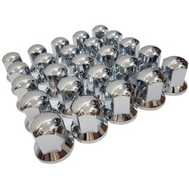 24/7 Auto 25 x 32mm Chrome Plastic Wheel Nut Covers for Trucks, Trailers, Trucks