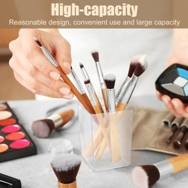 Cisolen 3 Pieces Acrylic Pen Holder Pen Holder Children Pen Cup Clear Pencil Holder Clear Plastic Square Pen Holder Brush Holder for Desktop Stationery Makeup Pens Stationery