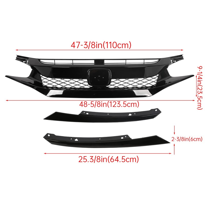 ECOTRIC Front Grille Bumper Mesh Grill Compatible with 2019-2021 Honda