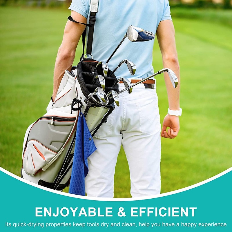 Y8HM Premium Microfiber Waffle Pattern Tri-fold Golf Towel with Carabiner