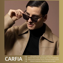 CARFIA Square Polarized Sunglasses for Men UV400 Protection Classic Retro Acetate Shades Driving Glasses